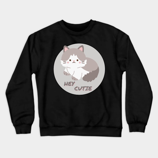 Hey Cutie Kitty Cat Crewneck Sweatshirt by Sleepy Time Tales